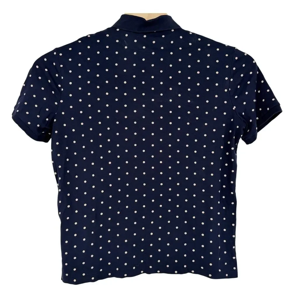 Polo Ralph Lauren Polo Shirt Mens Medium Blue Classic Fit Polka Dots Golf‎ Pony